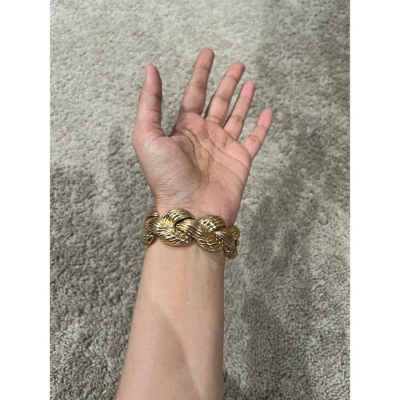 Gold statement bracelet chunky link chain wide cuff large bold metal boho - Picture 5 of 6
